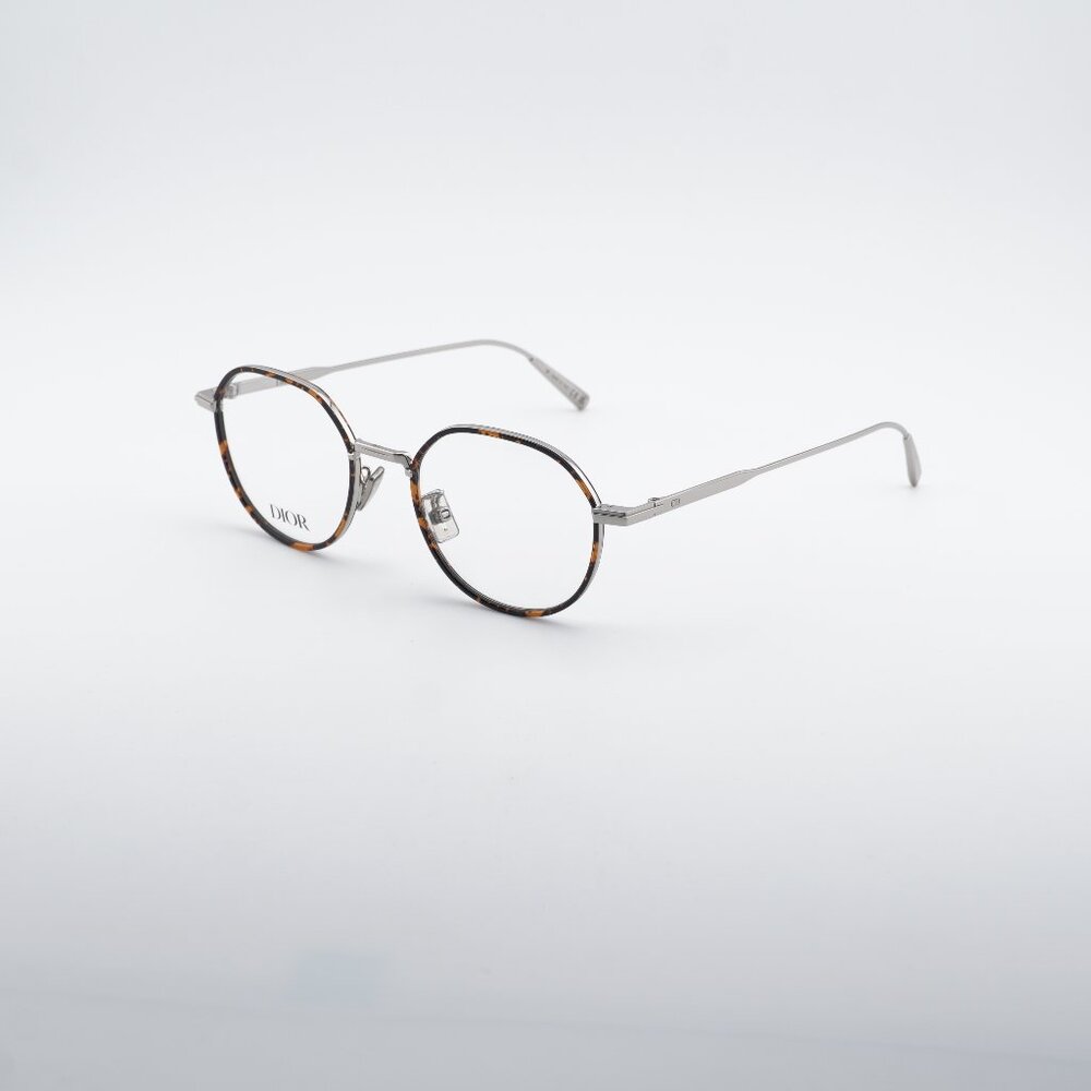 Dior DIORBLACKSUITO R3U F500 Eyeglasses Silver/Havana 49mm Round Frame